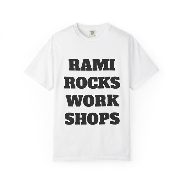 RAMI ROCKS WORKSHOPS T-Shirt — Bold Text Workshop Tee
