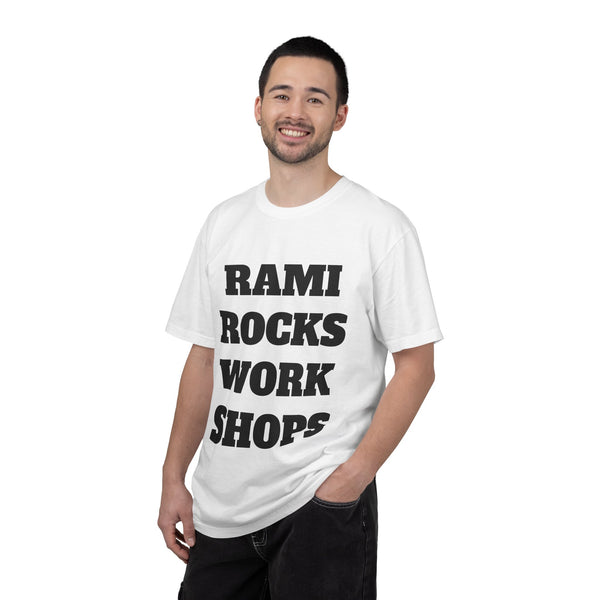 RAMI ROCKS WORKSHOPS T-Shirt — Bold Text Workshop Tee